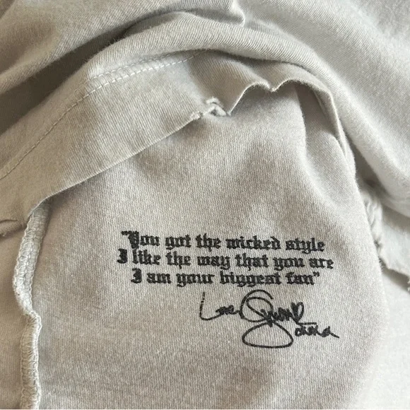 Harajuku Lovers Vintage Distressed White and Black Logo Graphic Tee - Picture 6 of 8